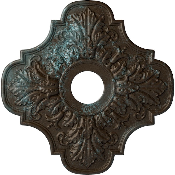 Ekena Millwork Peralta Ceiling Medallion (Canopies up to 4 5/8"), 17 3/4"OD x 3 1/8"ID x 1"P, Bronze Blue Patina CM17PEBBS - main